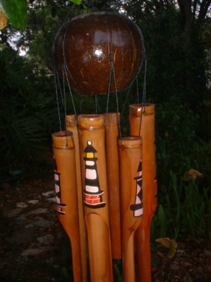 Real coconut top Bamboo WindChime Lighthouse windchime