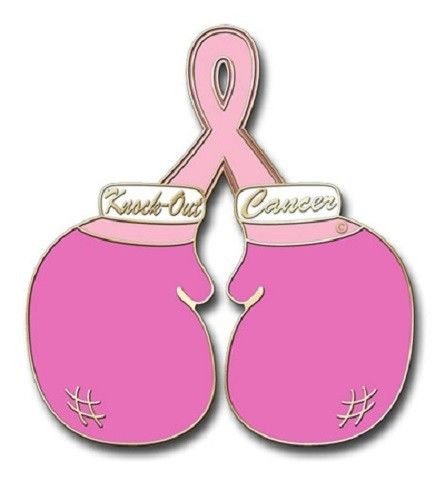 Breast Cancer Awareness Lapel Pin Dark Pink Ribbon Boxing Gloves Cap ...