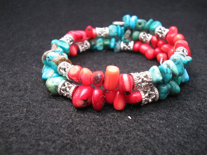 Turqoise and Coral Bracelet