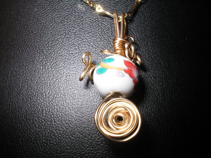 Wire Wrapped Porcelain Pendant