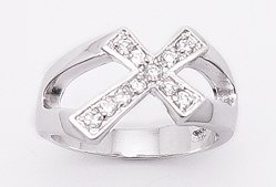 Slanted CZ Cross Ring