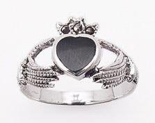 Claddagh Marcasite & Onyx Ring