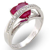 Ruby Heart CZ Ring