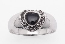 Onyx Heart & Marcasite Ring