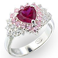 Rosette Ruby CZ Ring