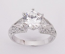8mm Solitaire CZ w/ Pave Band