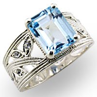 Aquamarine CZ w/ Wide Band