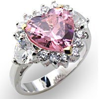 Rosette Pink Heart CZ Ring