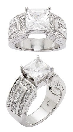 8mm Square CZ Engagement Ring