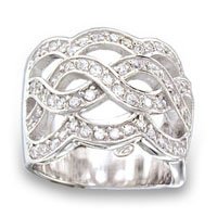 Wide Woven CZ Ring