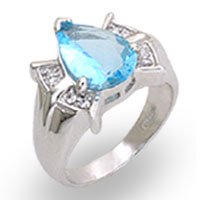 Aqua Pear CZ Ring