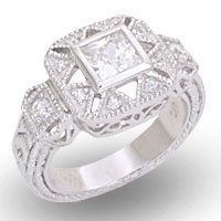 Square Center CZ Ring