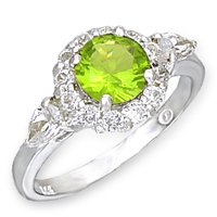 Peridot Rosette CZ Ring