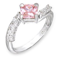Twisted Pink Square CZ Ring