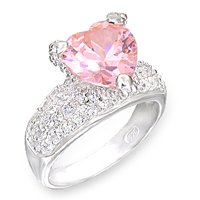 Pink Rose CZ Heart Ring