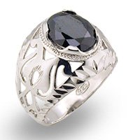 Black CZ Mens Filigree Ring