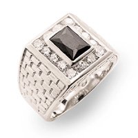 Onyx & Diamond CZ Mens Ring
