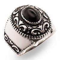 Mens Black Antiqued Ring
