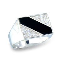 Mens Line Onyx CZ Ring