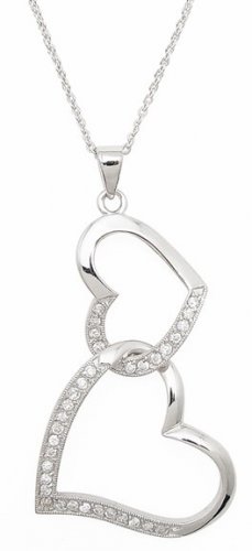 Double Heart CZ Necklace