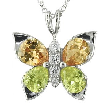 Colorful CZ Butterfly Necklace