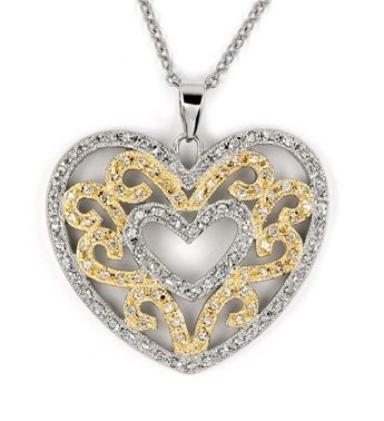 Two Tone Heart Necklace