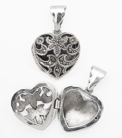 Marcasite Cut Out Heart Locket