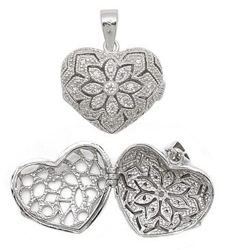 CZ Heart & Flower Locket