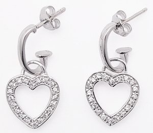 CZ Hanging Heart Earrings