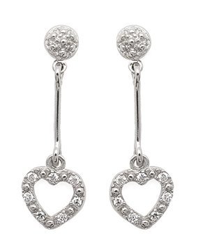 Hanging Heart CZ Earrings