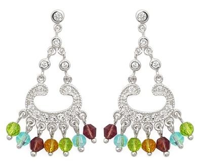 Multi-Color CZ Chandelier Earrings
