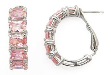 Pink CZ Baguettes Earrings