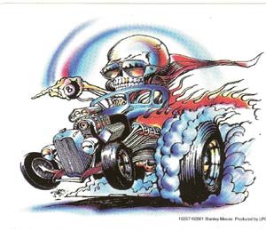 Skeleton Hot Rod Vinyl Sticker Stanley Mouse Design