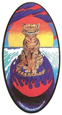 Surfing Cat Vinyl Sticker Stanley Mouse Design