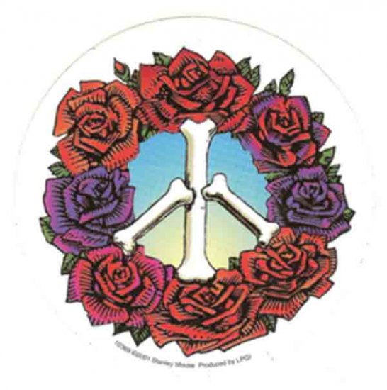 Grateful Dead Vinyl Sticker Peace Roses Logo