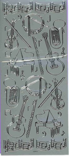 Silver Music Instuments, Flute, Tuba, Note Stickers