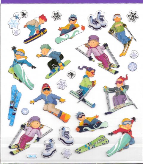 12 People on skiies / snowboard stickers & More..