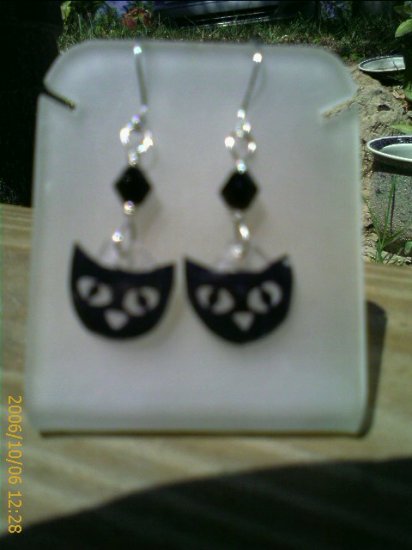 Black Cat Crystal Sterling Silver Earrings