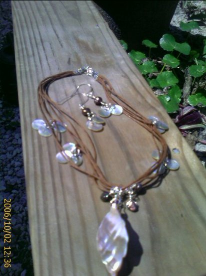 Mother of Pearl, Brown Freshwater Pearl Sterling Silver Necklace