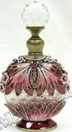 BUTTERFLY JEWELED PEWTER/CRYSTAL PERFUME BOTTLE