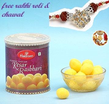 Haldirams Kesar Rasbhari + Rakhi Kit