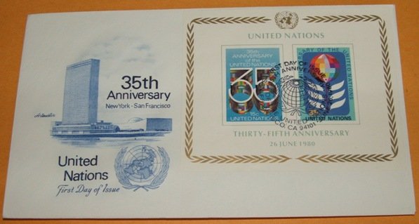 35th Anniversary United Nations, San Francisco, First Day Cover
