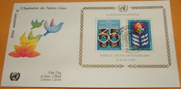 United Nations 35th Anniversary, Geneva Cachet, First Day Cover