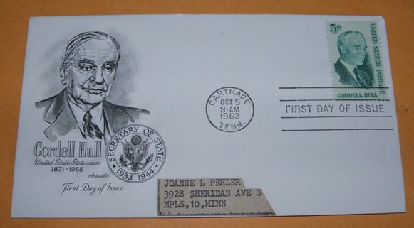 Cordell Hull United States Statesman First Day Cover (FDC)