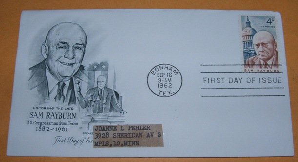 Sam Rayburn US Congress Man from Texas First Day Cover (FDC)