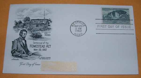Centennial of the Homestead Act, Lincoln Cache, First Day Cover (FDC)