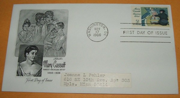 Mary Cassatt Famous American Artitst First Day Cover (FDC)