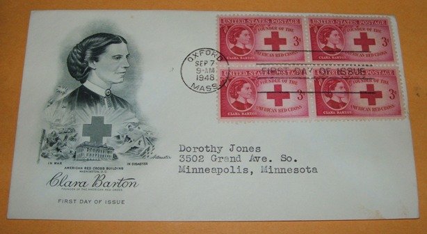 Clara Barton Founder of the American Red Cross First Day Cover, 1948 (FDC)