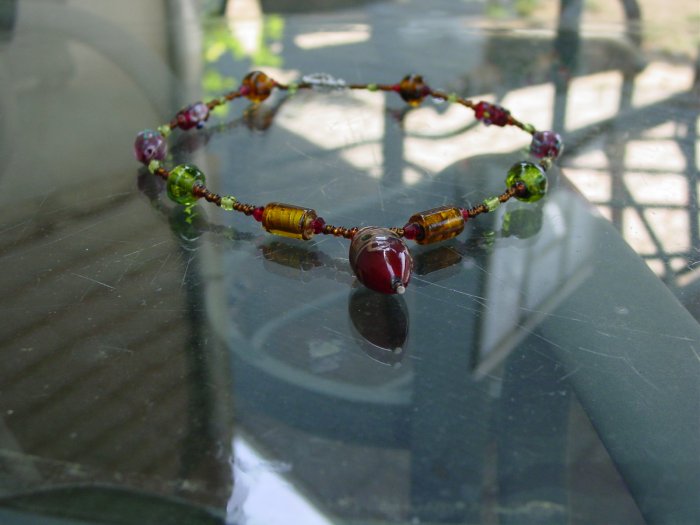 Handcrafted glass art necklace