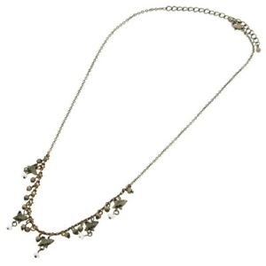 BUTTERFLY bead CHARM necklace chain VINTAGE design womens SILVER bronze 15"-18"